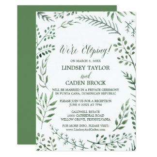 elopement invitations & announcements zazzle green_rustic_wreath_were_eloping_reception_only_card r939462097ff5443cab2e6aa82ba12c49_6gduf_324?rlvnet=1 elopement invitations & announcements zazzle,Elopement Announcement And Reception Invitation